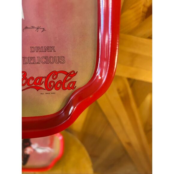 Vintage Graphic Design Coca Cola Trays Lot Of 4 Made In Hong Kong 6” x 7.5” Red - Picture 11 of 14